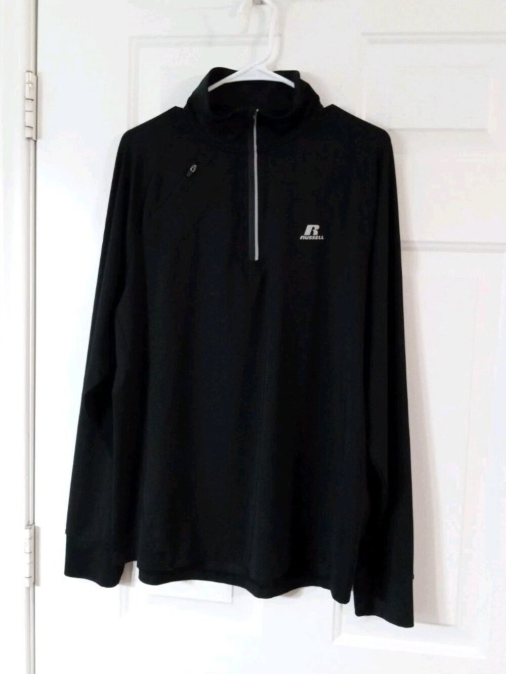 Russell Men s Large Fitted Black 1/4 Zip Athletic Pullover Dri-Power Mock Neck